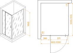RGW Душевой уголок Passage PA-078B (PA-008B + Z-050-2B) 90x110 профиль черный стекло прозрачное – фотография-3