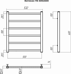Terminus Полотенцесушитель водяной Ватикан П6 500x600 хром – фотография-3