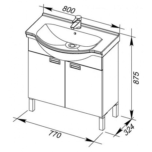 Aquanet Тумба с раковиной "Адель 80" белый – фотография-8