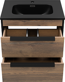 Brevita Тумба с раковиной Monsour 60 подвесная дуб галифакс олово/черный кварц – фотография-3