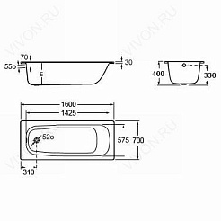 Roca Стальная ванна Contesa 160 см – фотография-6