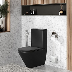 Grossman Унитаз компакт Tornado GR-4450BMSQ черный матовый – фотография-7