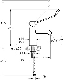 Vitra Смеситель для раковины AquaMed A42312WSA локтевой хром – фотография-3