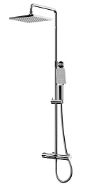 Paini Система душевая Nove 09CR687THQ250F3Q80 с термоcтатом, фиксированный излив, квадр лейки, хром – фотография-1