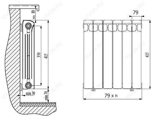 Rifar Радиатор Base 350 8 секций – фотография-2