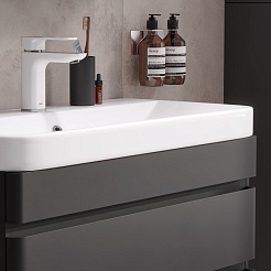 Equil Тумба с раковиной Eltoro 80 2 ящика подвесная черный софт – фотография-8