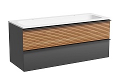 Sancos Тумба с раковиной Delta 120-2 дуб красный/графит раковина Grace 121 CN7016 для двоих