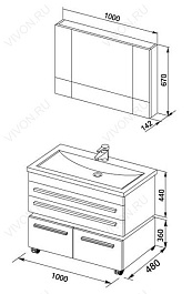 Aquanet Зеркальный шкаф "Верона 100" камерино черный – фотография-3