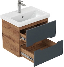 Onika Тумба с раковиной Айленд 60 подвесная графит/дуб крафт – фотография-4