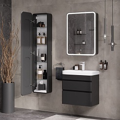 Equil Шкаф пенал Eltoro LED 40 подвесной черный софт – фотография-7