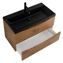 BelBagno Тумба с раковиной Marino 80 подвесная Rovere Nature с раковиной 80/45 AST-NERO – фотография-2