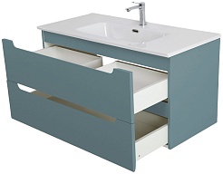 BelBagno Тумба с раковиной Etna 100 подвесная голубая матовая – фотография-9