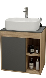 Teymi Тумба с раковиной Nura 70 дуб эврика/графит матовый T60530 раковина T50209 – фотография-1