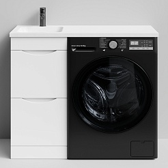 Водолей Тумба под раковину над стиральной машиной Смайл 38 L белая – фотография-1