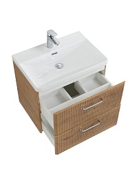 BelBagno Тумба с раковиной Due 60 подвесная Rovere Nature ручки Хром полированный – фотография-8