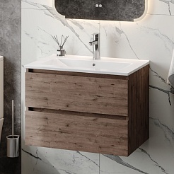 Teymi Тумба с раковиной Laina 70 подвесная дуб темный – фотография-4