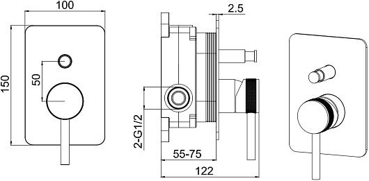 Allen Brau Смеситель для ванны Priority 5.31011-GB (с внутренней частью, 2 выхода) золото – картинка-7
