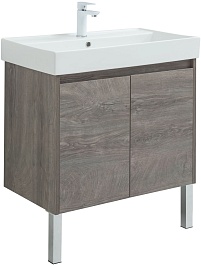 Aquanet Тумба под раковину Nova Lite 75 2 дверцы подвесная дуб рошелье – фотография-9