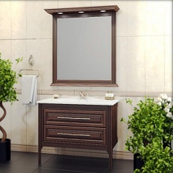 Opadiris Зеркало для ванной Корлеоне 80 орех с патиной – фотография-4