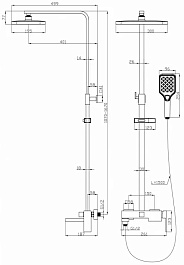 Esbano Система душевая Celine (DS-GM) 115/175/26 оружейная сталь – фотография-2