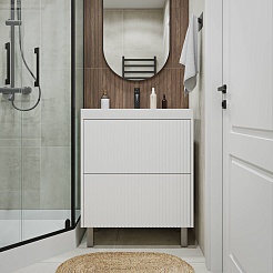 Vivon Тумба с раковиной Kristi 70 белая матовая рифленая – фотография-5