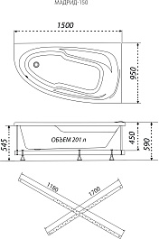1ACReal Акриловая ванна Мадрид 150x95 L – фотография-7