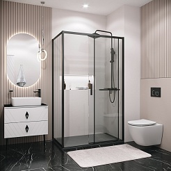 Grossman Боковая стенка Style 70x195 профиль черный матовый стекло прозрачное – фотография-6