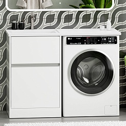 Misty Мебель для ванной с раковиной под стиральную машину Ингрид 120 L белая – фотография-3