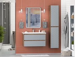 Brevita Шкаф пенал Chester 35 подвесной серый/дуб чарльстон темно-коричневый – фотография-7