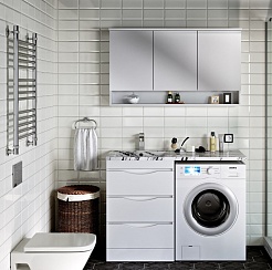 Runo Тумба с раковиной Орион 120 R белый мрамор – фотография-5