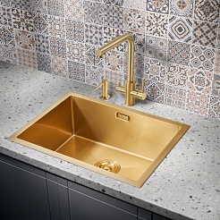 Milacio Мойка кухонная Denia 58 Steel золото брашированное – фотография-5