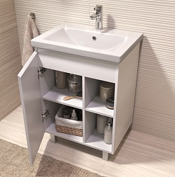 Vigo Тумба c раковиной Milos 600-1-0 белая матовая – фотография-3