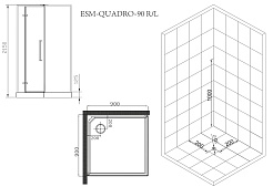 Esbano Душевая кабина ESM-QUADRO-90 (Right) 90x90 профиль чёрный – фотография-3