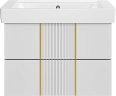 Brevita Тумба под раковину Vega 80 подвесная белая/золото