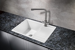 Milacio Мойка кухонная Navarra 65 Cuarzo белая – фотография-4