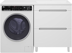 Misty Тумба с раковиной Байкал 130 R под стиральную машину белая