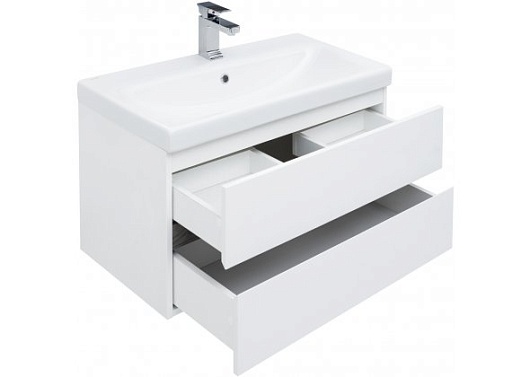 Aquanet Комплект мебели Беркли 80 белый глянец/дуб рошелье – картинка-17