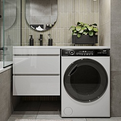 Vivon Тумба с раковиной под стиральную машину Harper 120 L подвесная белый глянец – фотография-2