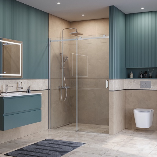 BelBagno Душевая дверь в нишу Soft Close-2 SOFT_CLOSE-2-BF-1-140-C-Cr 140x200 профиль хром стекло прозрачное – картинка-3