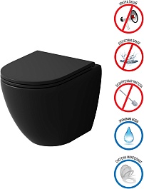 Grossman Унитаз подвесной Tornado GR-4455BMSQ черный матовый – фотография-8