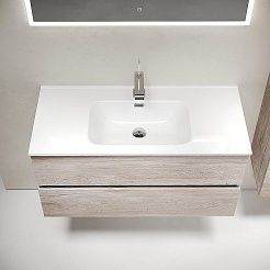 Sancos Тумба с раковиной Urban 100 дуб галифакс натуральный раковина Element 101 CN7003 – фотография-2