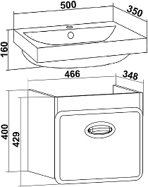 Runo Тумба с раковиной Капри 50 подвесная белая – фотография-7