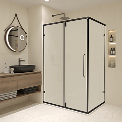 RGW Душевой уголок Classic CL-046B 120x80 профиль черный стекло матовое сатинат – фотография-2
