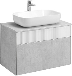 Акватон Тумба с раковиной Марбл 80 Лола 60 подвесная слэйт/белая матовая – фотография-1