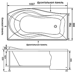 Aquanet Акриловая ванна Borneo L – фотография-4
