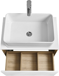 Акватон Мебель для ванной с белой столешницей Либерти 70 Mila 50 белая/дуб эльвезия – фотография-5