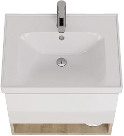 Dreja Тумба под раковину Perfecto 60 подвесная белая/дуб эврика – фотография-3