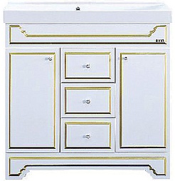 Misty Тумба с раковиной Praga 90 белая патина – фотография-1