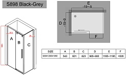 Black&White Душевой уголок Stellar Wind S898 Black-Grey 120x90 – фотография-6