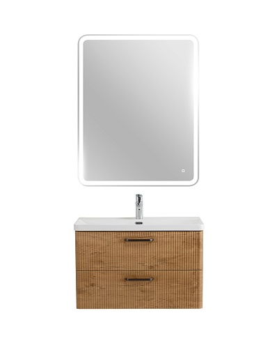 BelBagno Тумба с раковиной Due 80 подвесная Rovere Nature ручки Матовый тёмный никель – фотография-16